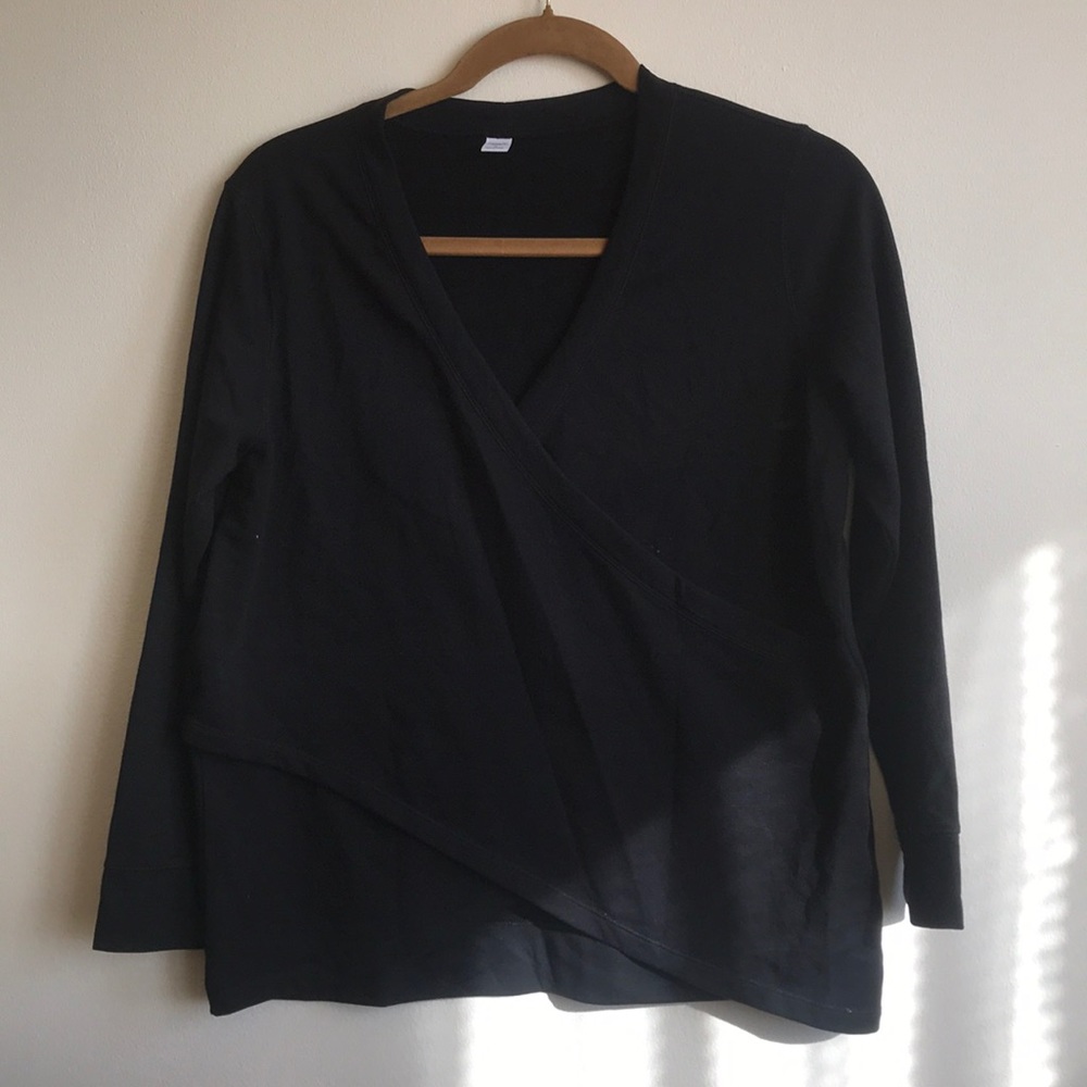 Black cross body long sleeve  sweater